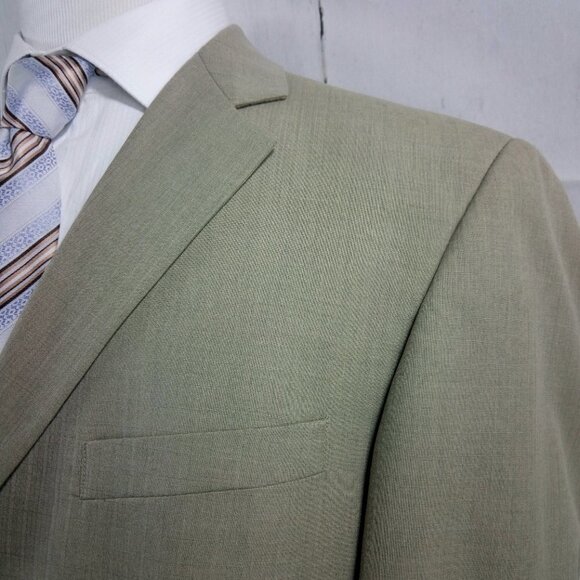 Haggar Enterprise 42L 2 Button Tan 2pc Suit 32W - Picture 3 of 12